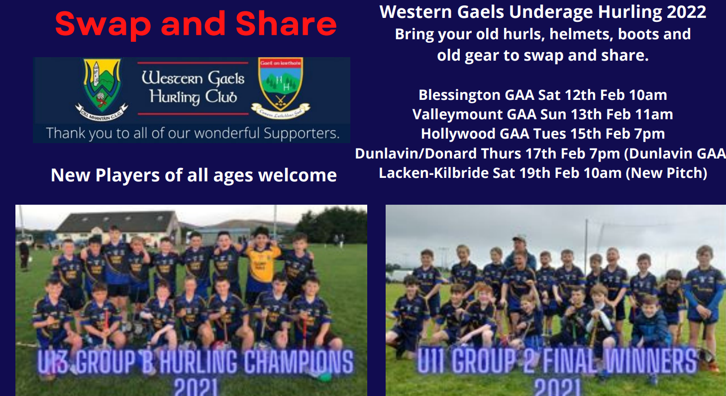 Western Gaels are holding a Swap and Share event in Kilbride this Saturday