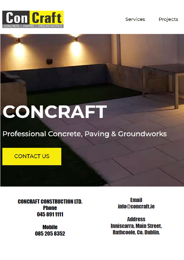Concraft Construction - Full Page Advertisment
