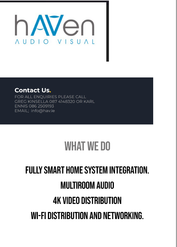 Haven Audio Visual Full Page Advert