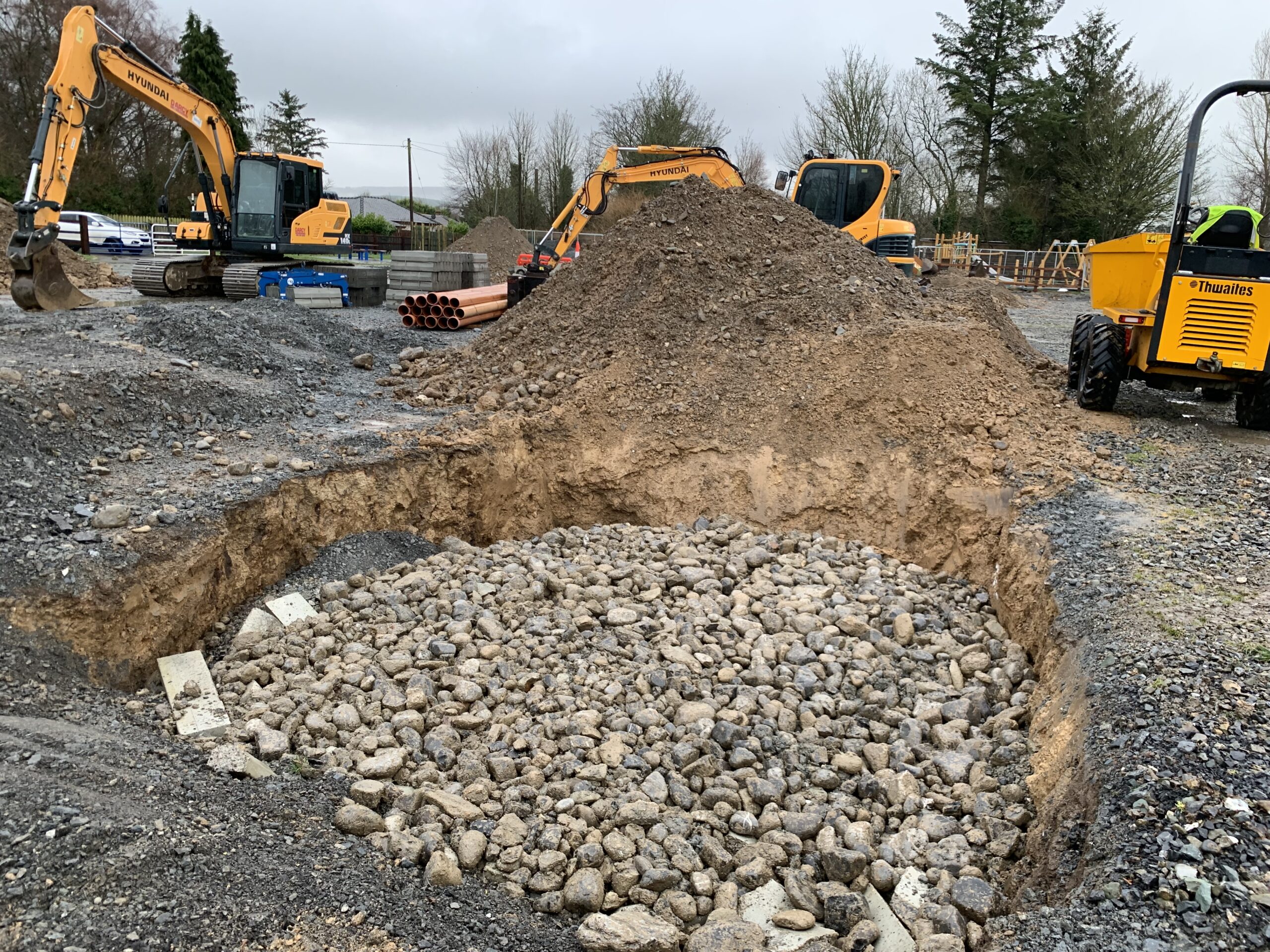 No update on the Playground today…weather was too cold…however we are on Day 1 of the Car Park Project…images…