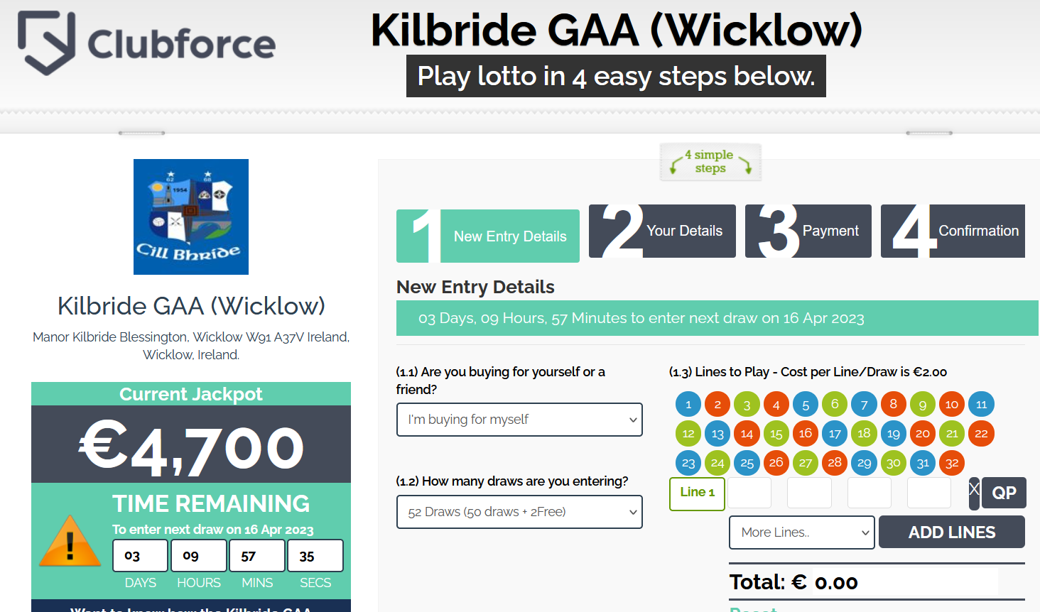 Clubforce Weekly Lotto with Kilbride GAA Wicklow