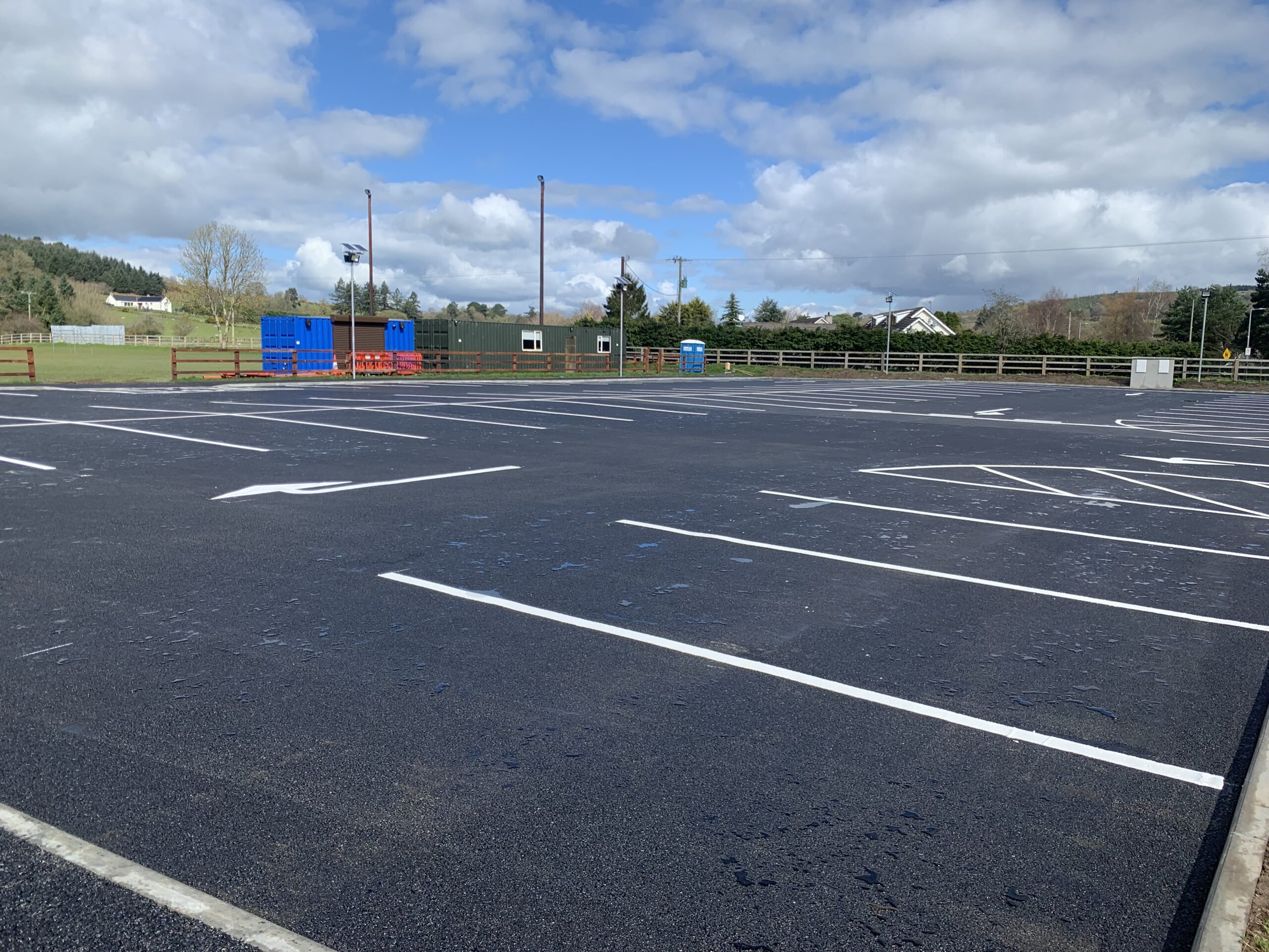 nuzum road services onsite this morning in conjunction with Mitchell Macadam line marking the new Club Car Park