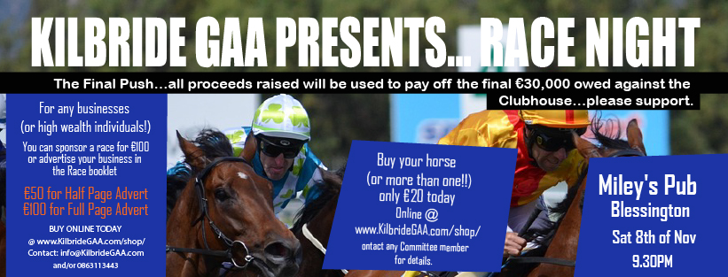 Online Graphic - Race Night of 2025 - Kilbride GAA