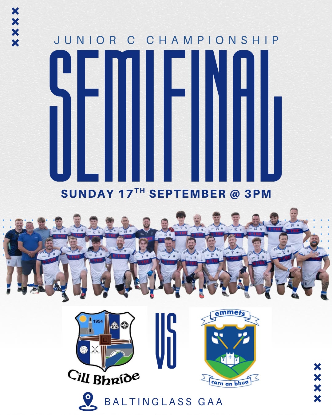 Championship Semi Final…Sunday 27th, 3PM in Baltinglass, Local Brittas History Night next Friday and running track update…