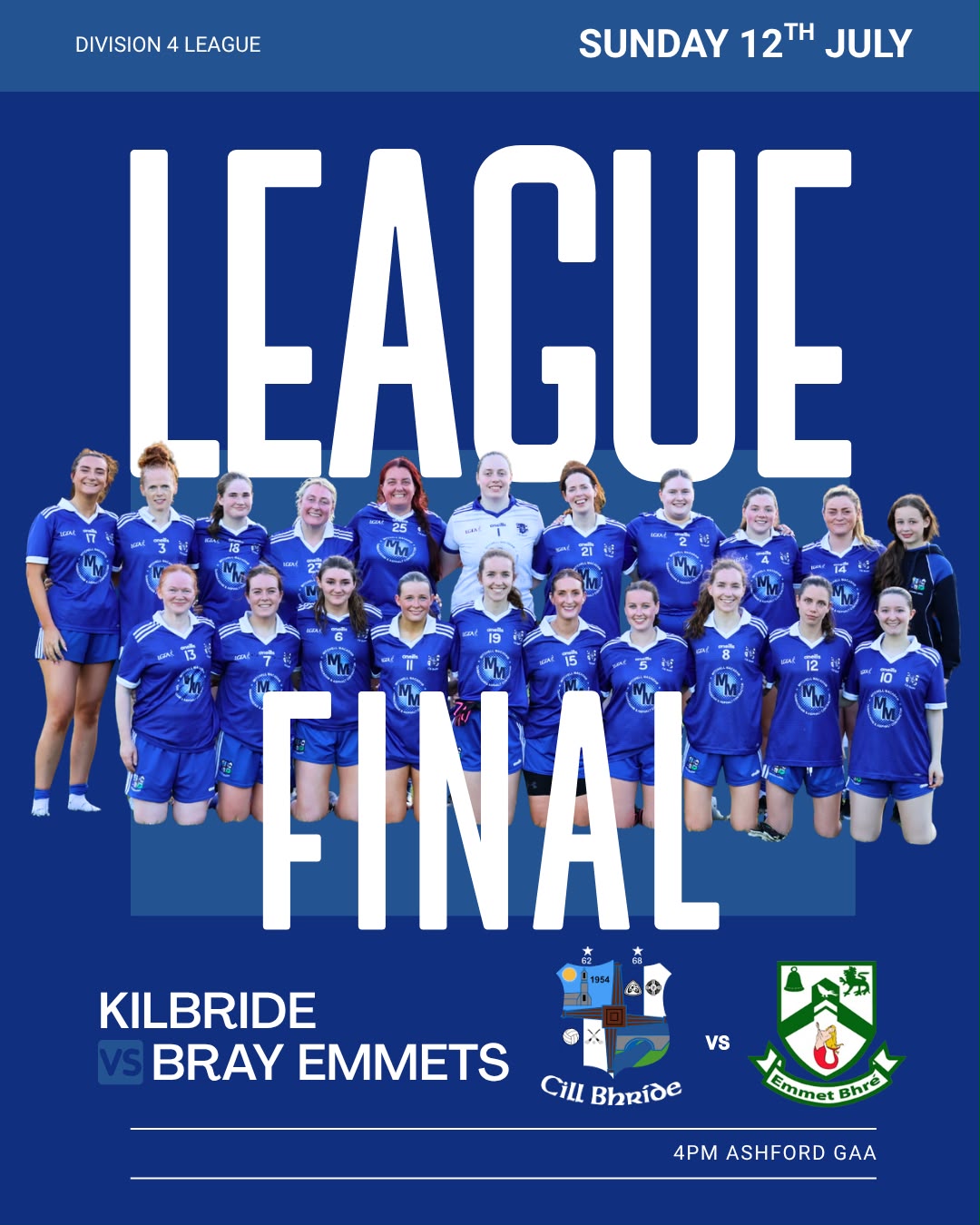 Ladies – League Final Sunday 4PM Ashford – Mick Ruttle wins a cool €12600 – Club Lotto and more news…