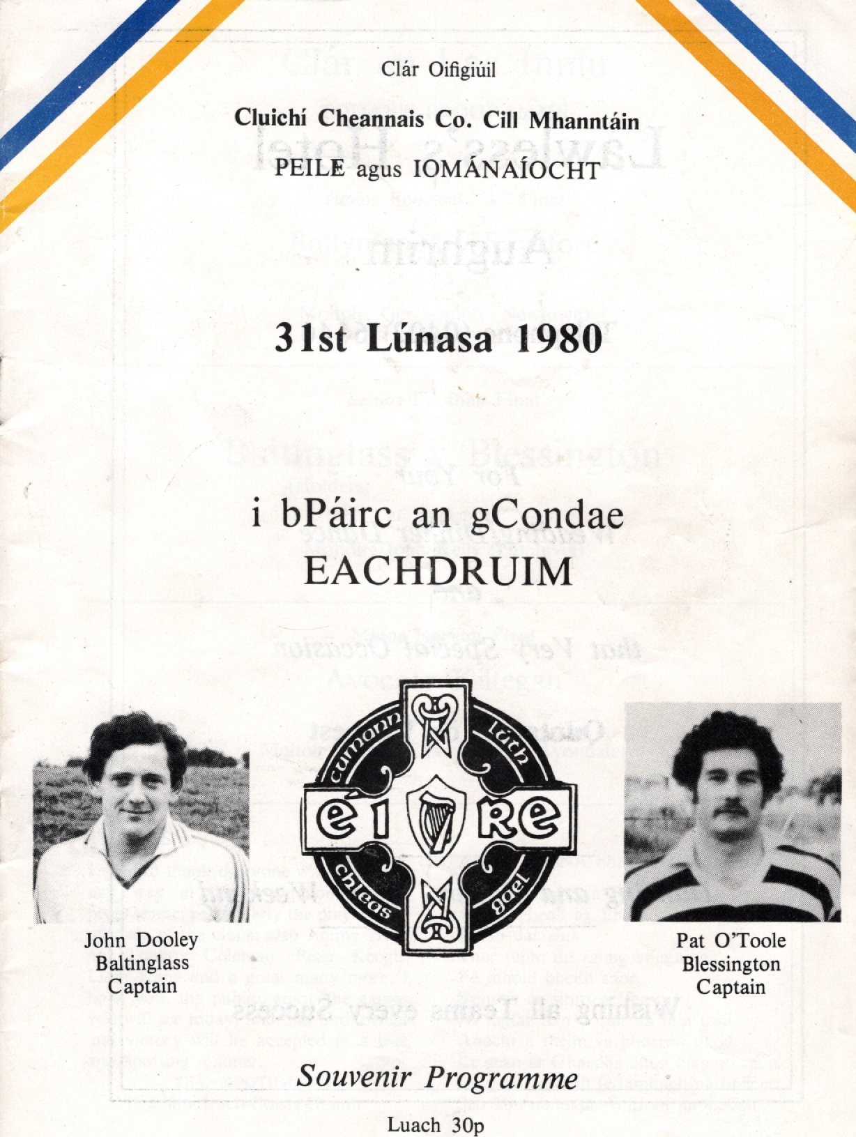 Football match Programme from 1980…its the Senior Football Final…