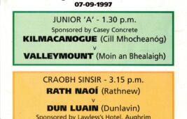 Wicklow County Football Finals 1997 - Match Programme - Rathnew v Dunlavin and Valleymount v Kilmacanogue